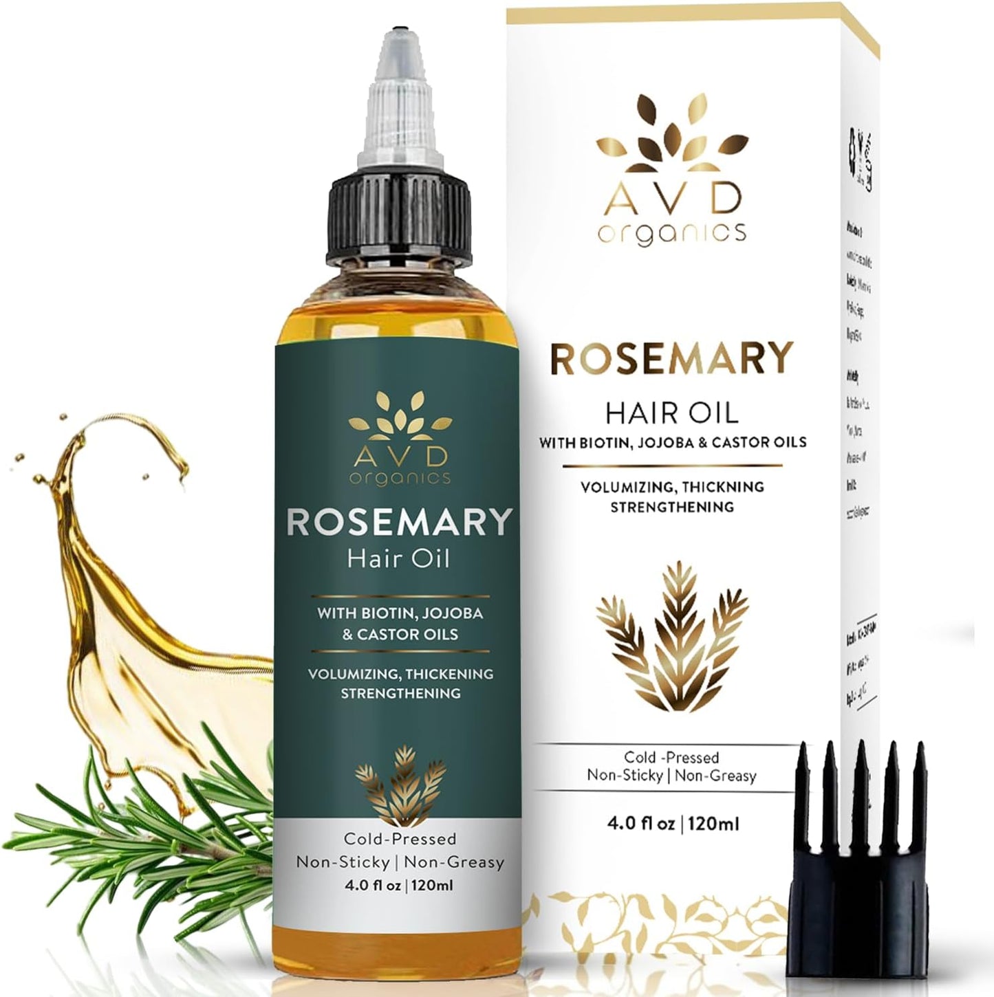 AVD Organics Rosemary Oil for Hair Infused With Biotin Hair Strengthening Nourishing and Volumizing 120ml